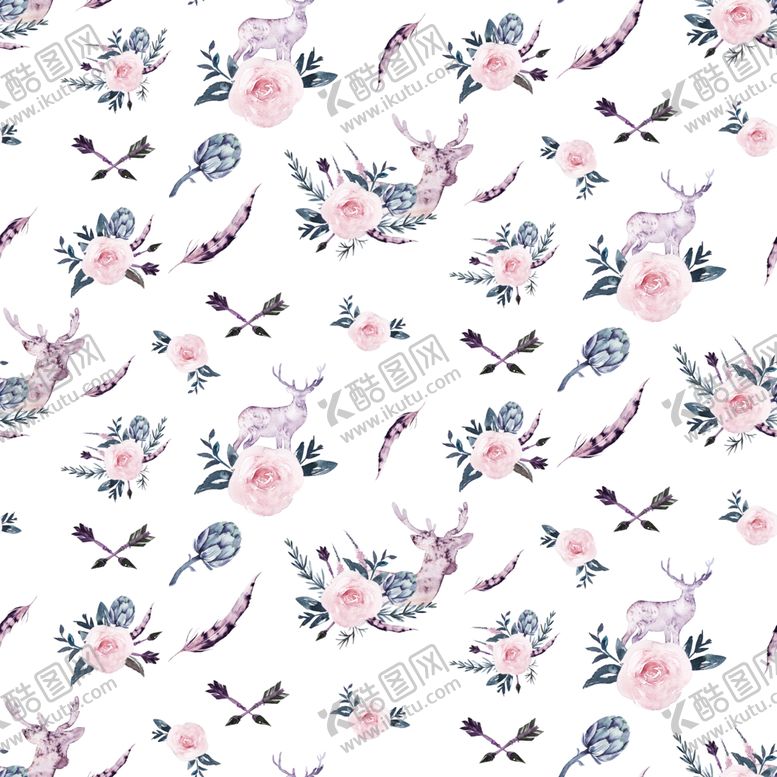 编号：77040809110535185555【酷图网】源文件下载-水彩花朵底纹图案