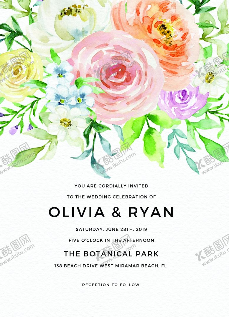 编号：35238010181732181622【酷图网】源文件下载-小清新水彩邀请函设计