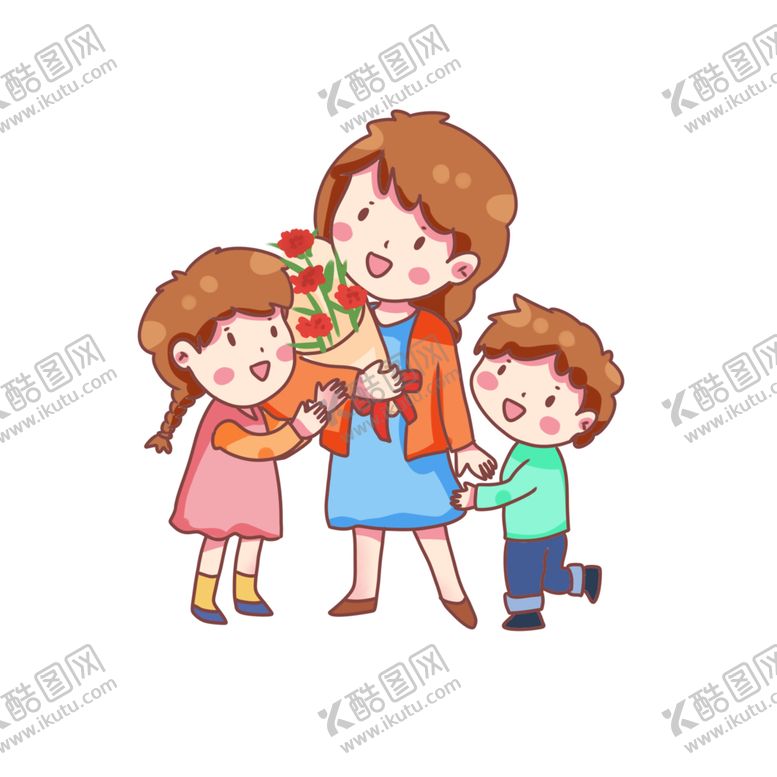 编号：32632702080216336560【酷图网】源文件下载-妇女节妈妈和孩子卡通手绘