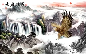 流水生财大展鸿图背景