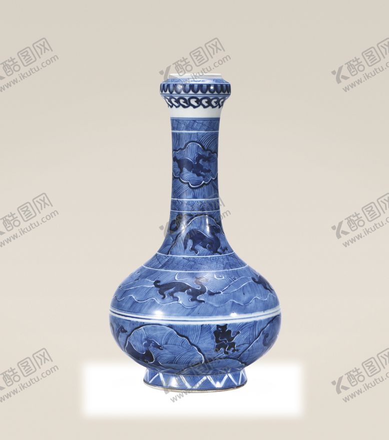 编号：83302209281405086364【酷图网】源文件下载-青花蒜头炫纹赏瓶