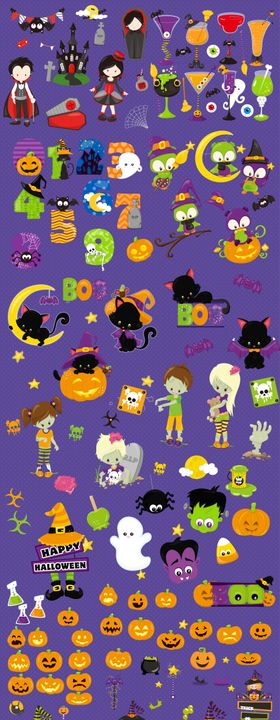 免抠万圣节立体贴纸