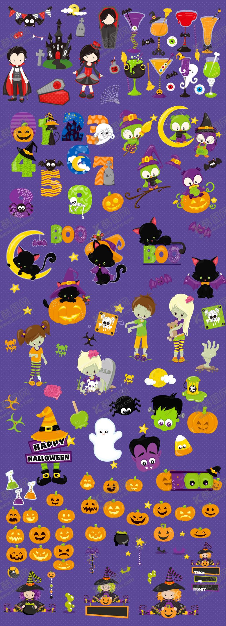 编号：35074810300002498075【酷图网】源文件下载-万圣节卡通插画免抠贴纸