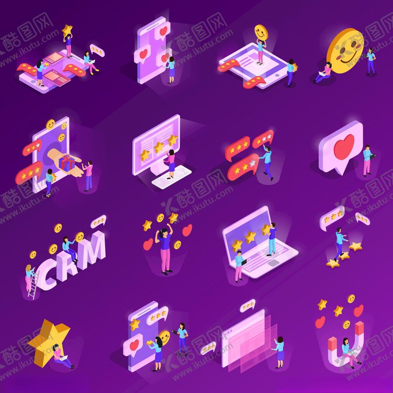 编号：28159012182243271640【酷图网】源文件下载-多彩数字互动场景插画