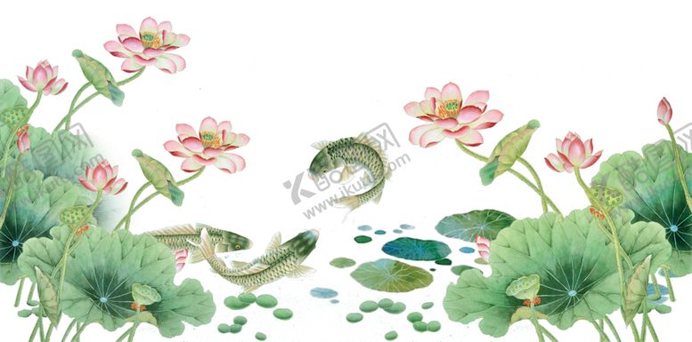 编号：38337310201939041518【酷图网】源文件下载-中国风荷叶荷花绘画