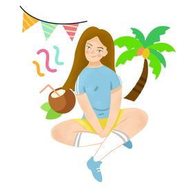 椰子树和女孩