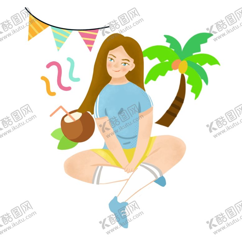 编号：50487309131358421055【酷图网】源文件下载-椰子树和女孩