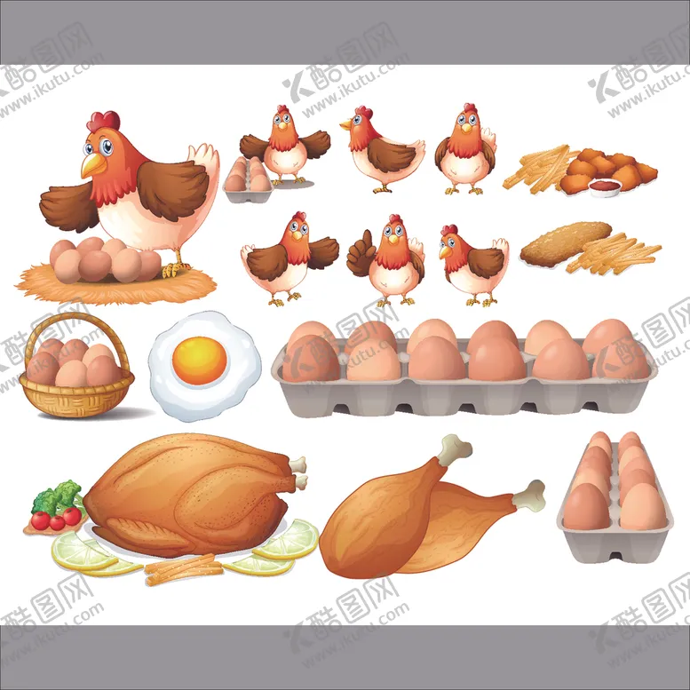 编号：15287104231149492204【酷图网】源文件下载-鸡卡通鸡鸡肉鸡蛋手绘鸡