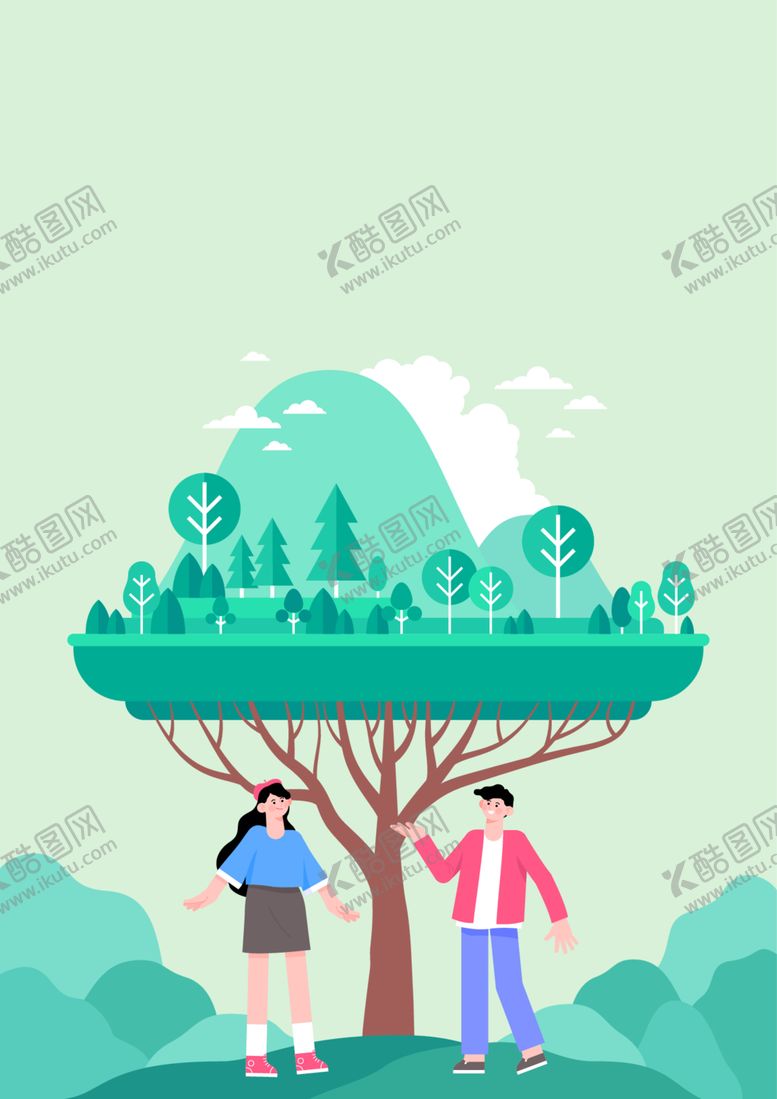 编号：50500312292007066518【酷图网】源文件下载-3.12植树节插画海报