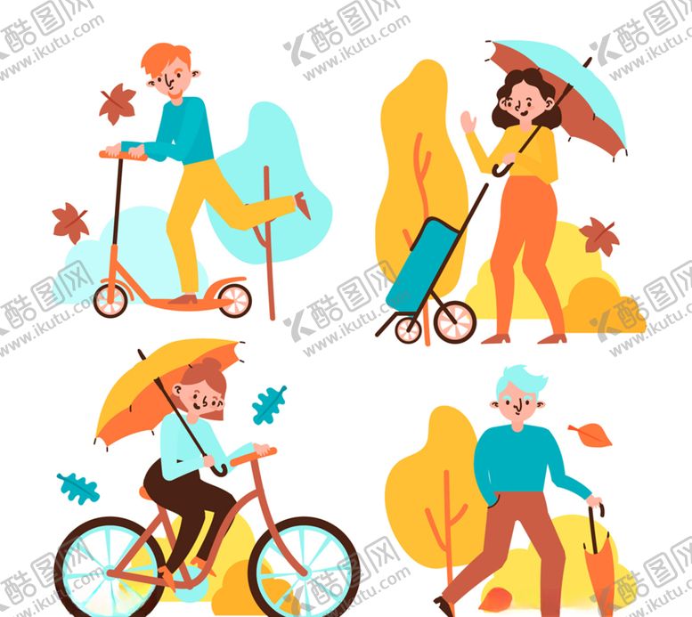 编号：37680110070702172500【酷图网】源文件下载-矢量秋季户外运动人物