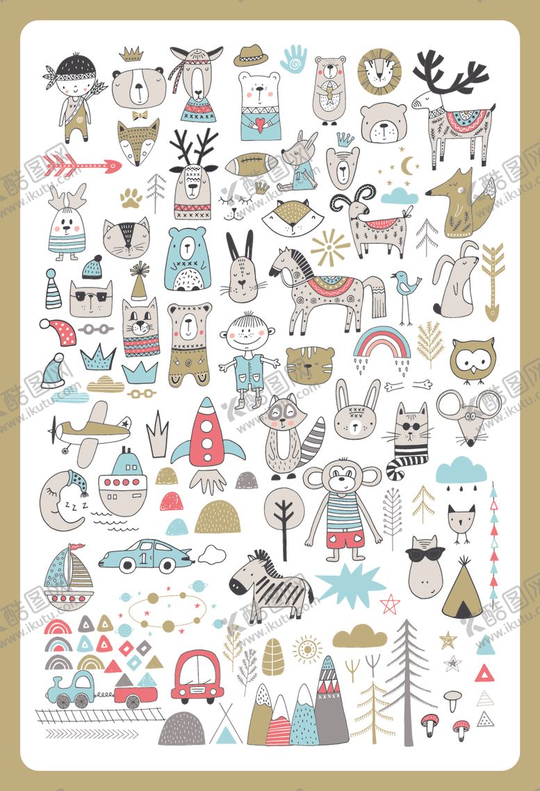 编号：59082310152349159985【酷图网】源文件下载-可爱卡通图案集合
