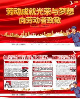 五一劳动节向劳动者致敬漫画海报