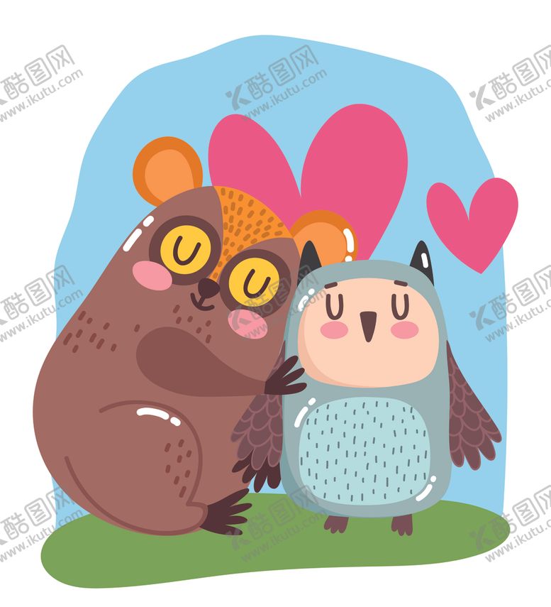 编号：79634909292009187232【酷图网】源文件下载-手绘淡彩动物