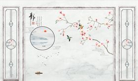 山水画花鸟画背景墙