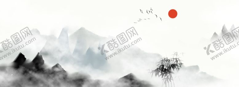 编号：19811306242257156411【酷图网】源文件下载-手绘中国风水墨山水背景