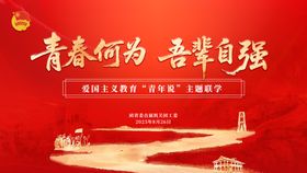 爱国主义教育主题联学主画面背景板