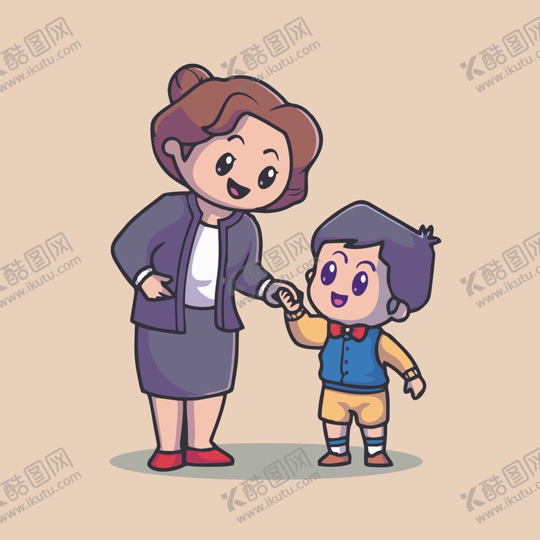 编号：58675502021435374546【酷图网】源文件下载-可爱老师学生矢量卡通插画
