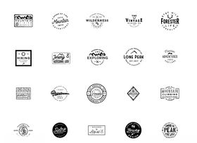 欧美复古图章logo素材简约花纹logo标志