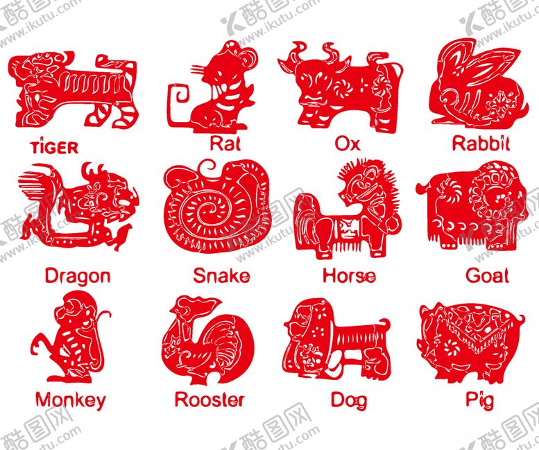 编号：37801309182137467021【酷图网】源文件下载-十二生肖剪纸
