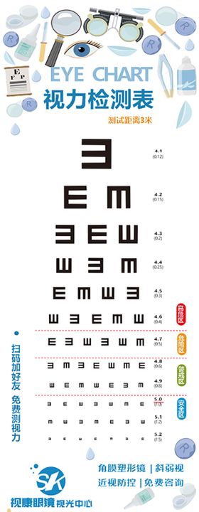 视力检测表长图海报