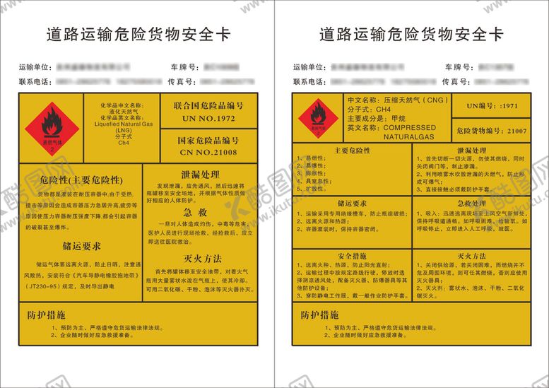 编号：59163601201237198533【酷图网】源文件下载-道路运输危险货物安全卡