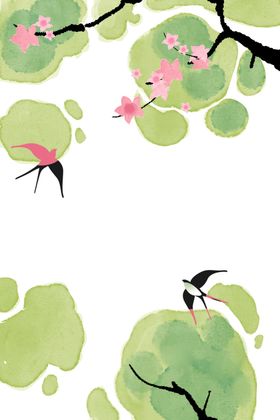 新中式春天花朵装饰背景