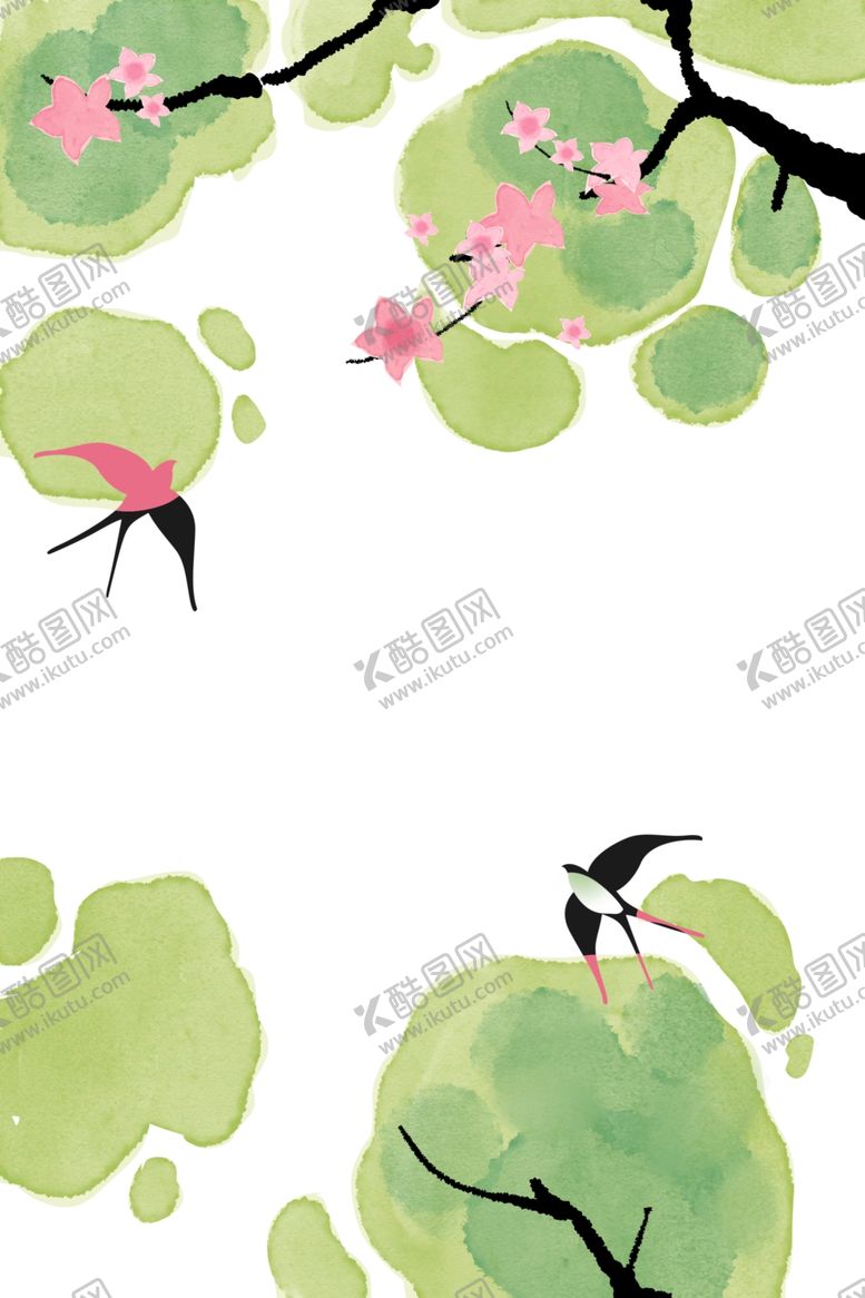 编号：86043404221530271575【酷图网】源文件下载-新中式春天花朵装饰背景