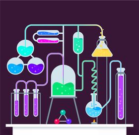 矢量卡通科学实验