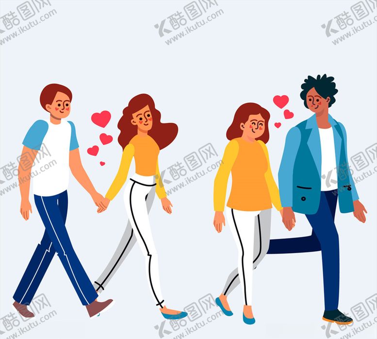 编号：80417609251506573574【酷图网】源文件下载-创意散步男女矢量素材