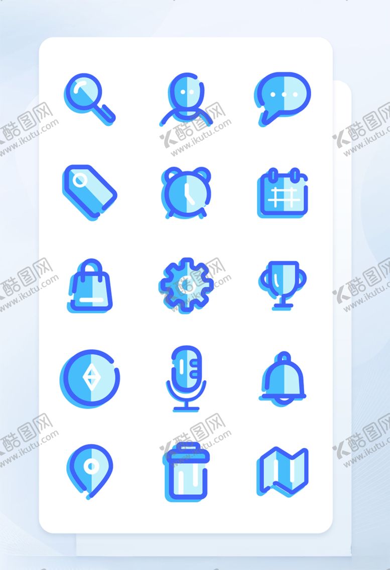 编号：89589005141804118641【酷图网】源文件下载-蓝色线性填充互联网常用矢量图标
