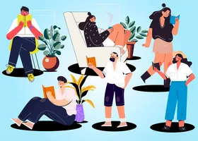 多样姿态的休闲人群