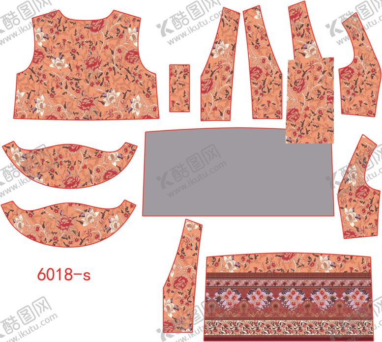 编号：45892609242327405284【酷图网】源文件下载-花卉图案服装裁片设计