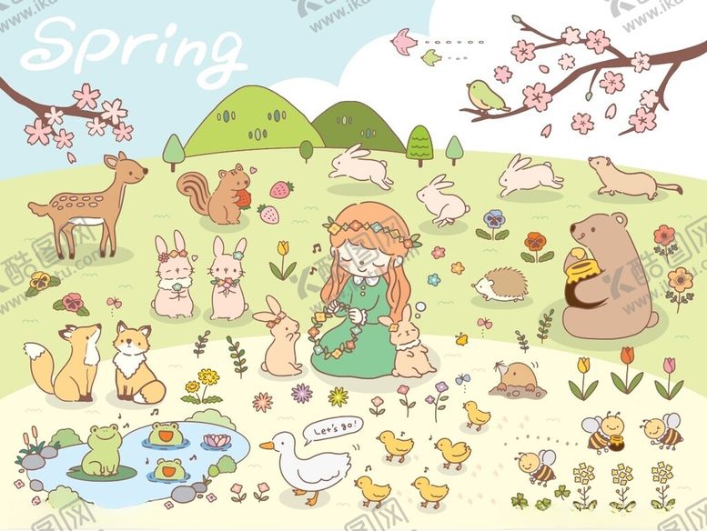 编号：89806909231950425222【酷图网】源文件下载-卡通可爱春天集合