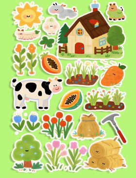 田园农场元素插画