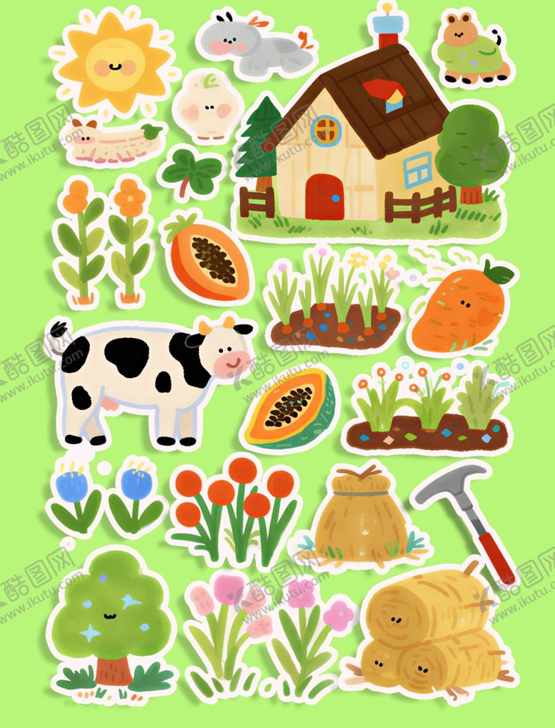 编号：90888004010032469695【酷图网】源文件下载-田园农场元素插画