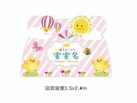 宝宝百日周岁宴迎宾展板