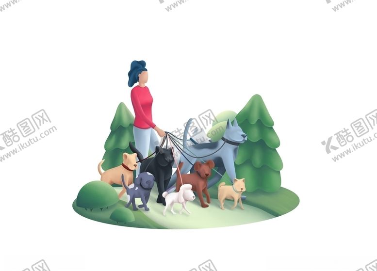 编号：61634010021249393960【酷图网】源文件下载-遛狗