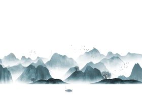 中国风山水墨画