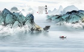 亲捉式线条 山水背景墙