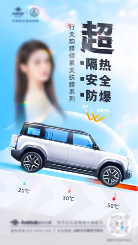 夏季汽车窗膜海报