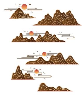 古风传统山纹线条素材