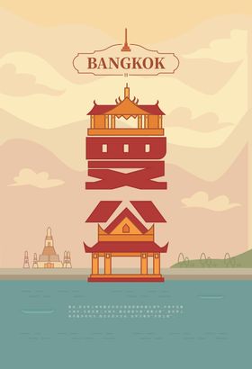 手绘现代建筑地标图片