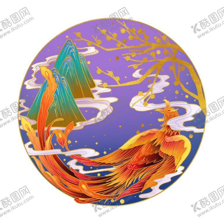 编号：98471209291214486369【酷图网】源文件下载-国潮凤凰插画