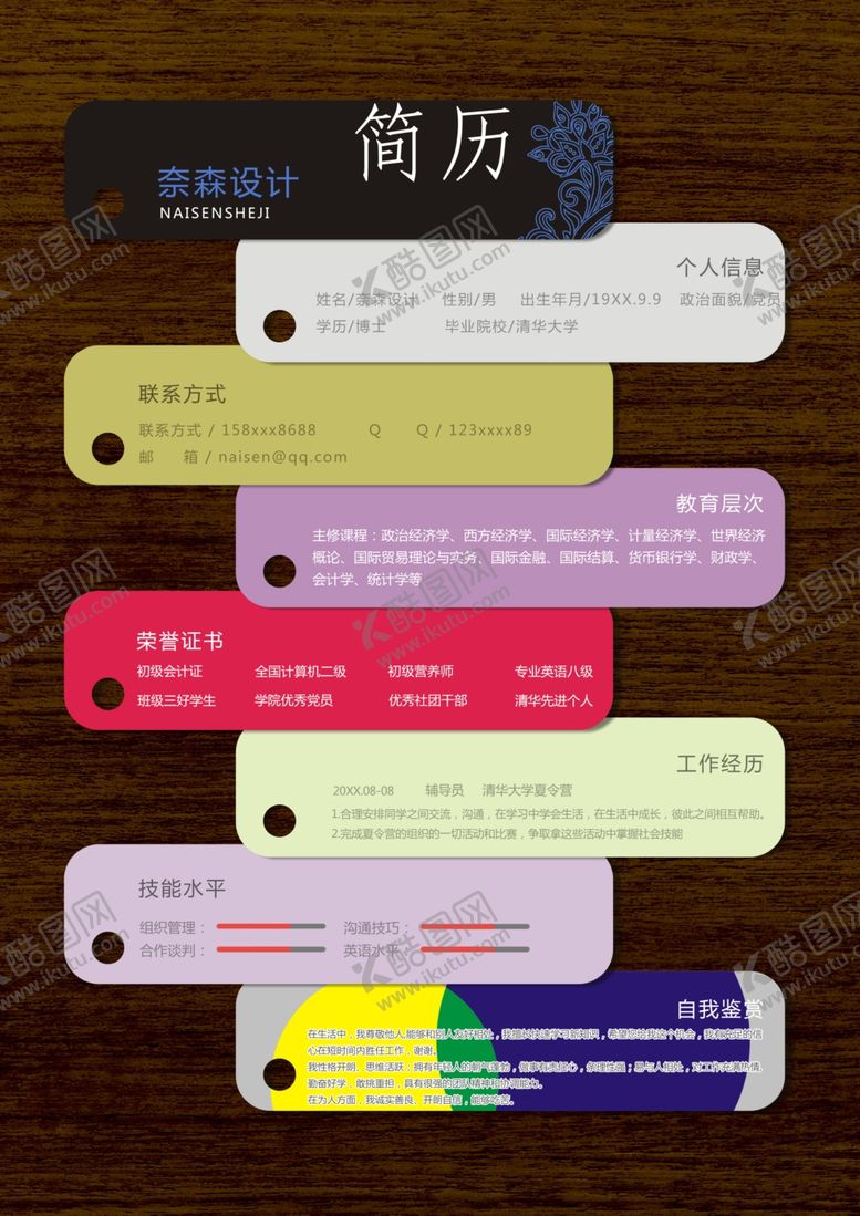 编号：66736609201714137141【酷图网】源文件下载-个人简历模板素材个性