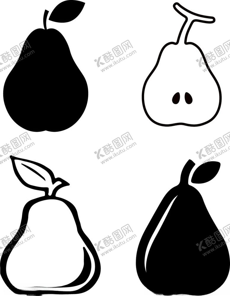 编号：20419101272047163686【酷图网】源文件下载-剪影梨矢量梨