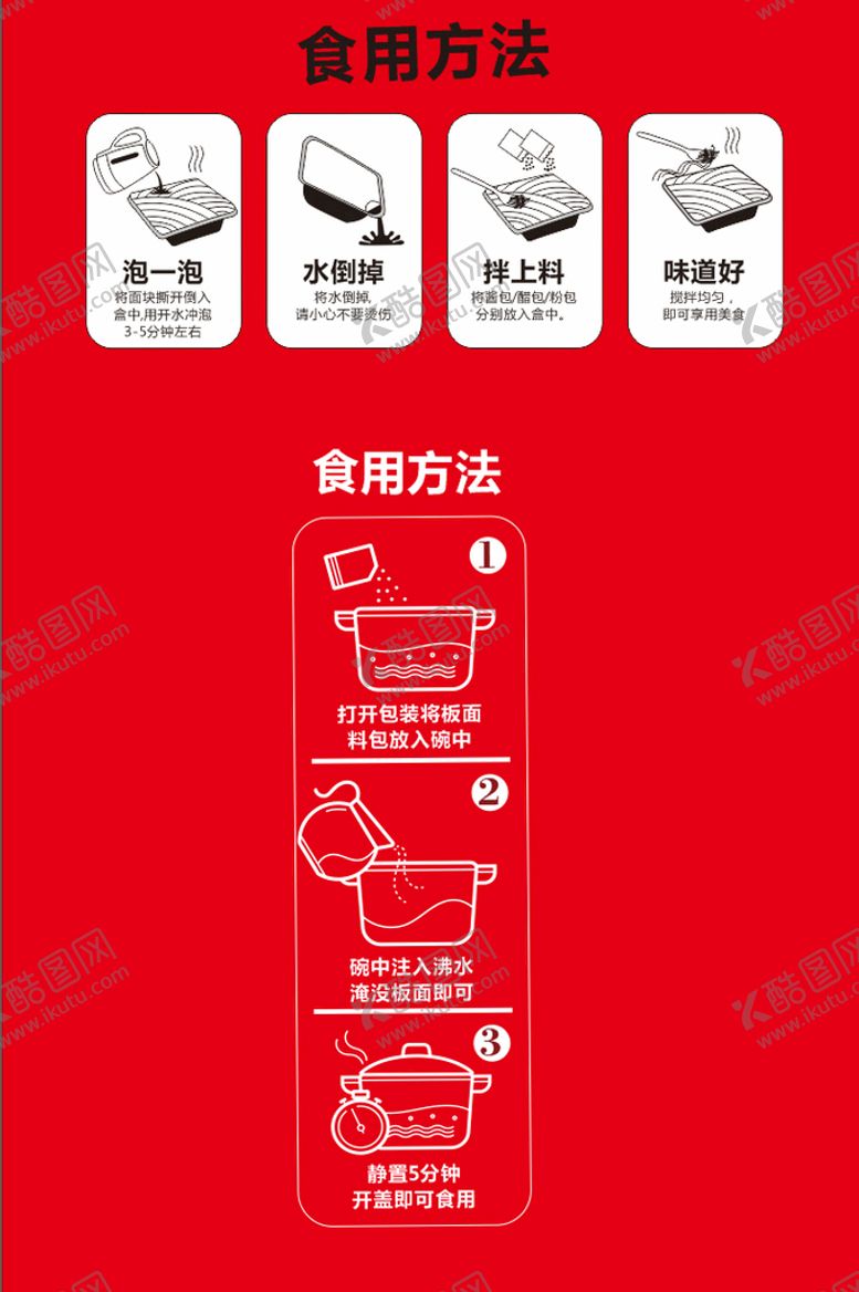 编号：19903401281513269159【酷图网】源文件下载-泡面拌面食用方法食用方法流程图