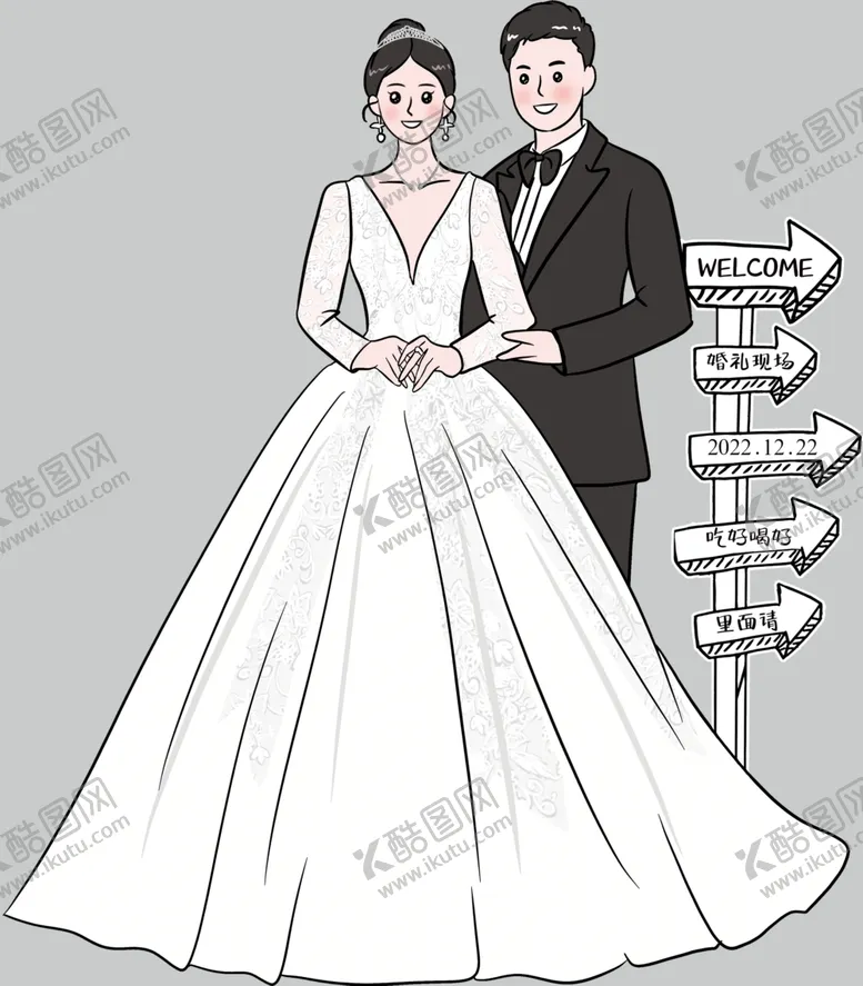 编号：27223702200413027448【酷图网】源文件下载-婚礼人形迎宾牌