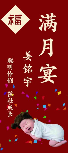 宝宝满月宴喜庆装饰海报