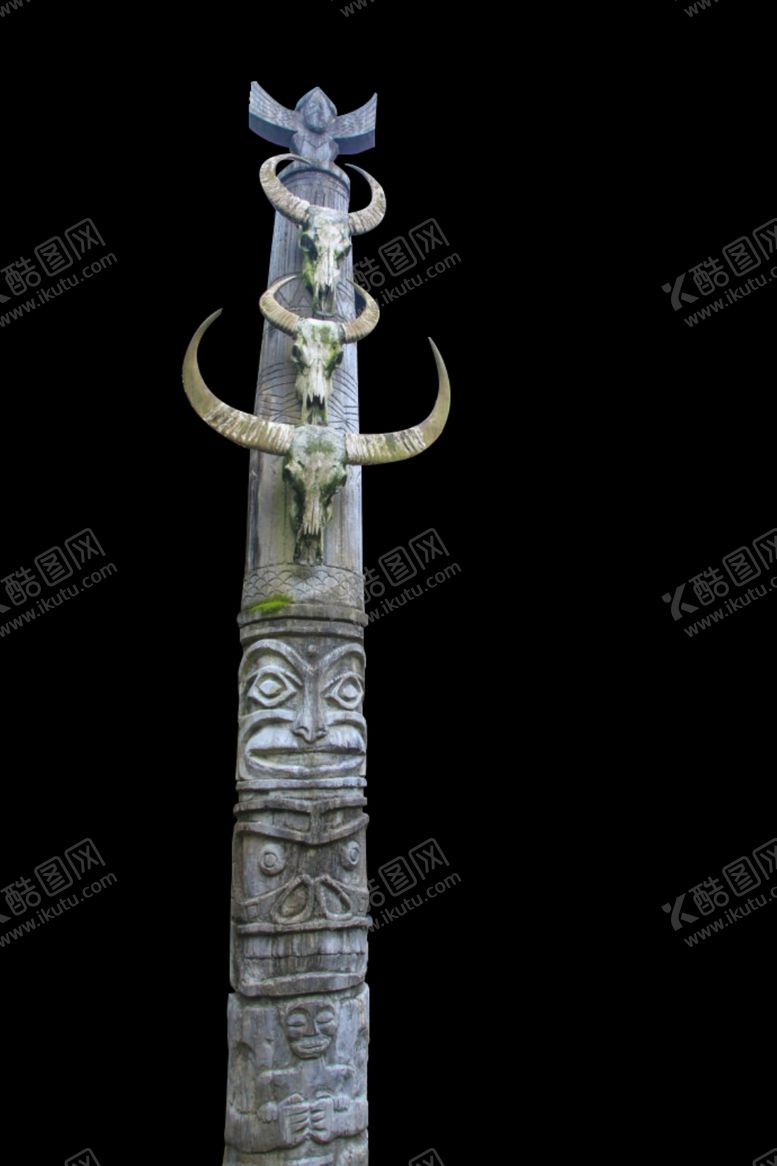 编号：99551010132028258801【酷图网】源文件下载-原始牛头图腾柱