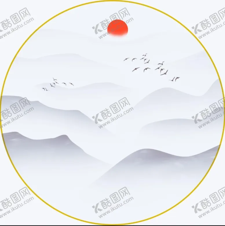 编号：04953709182319553965【酷图网】源文件下载-水墨山水 圆形